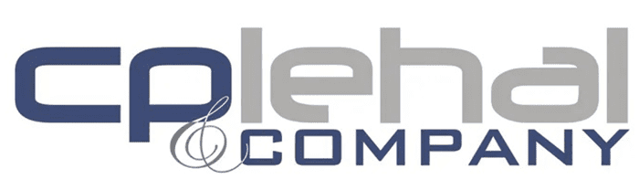 Logo of cp lehal company, featuring stylized text in blue and gray, with an ornate graphic element beside the letter 'p'.